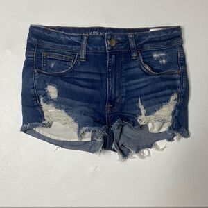 American Eagle | Factory Distressed Hi-Rise Shortie Shorts